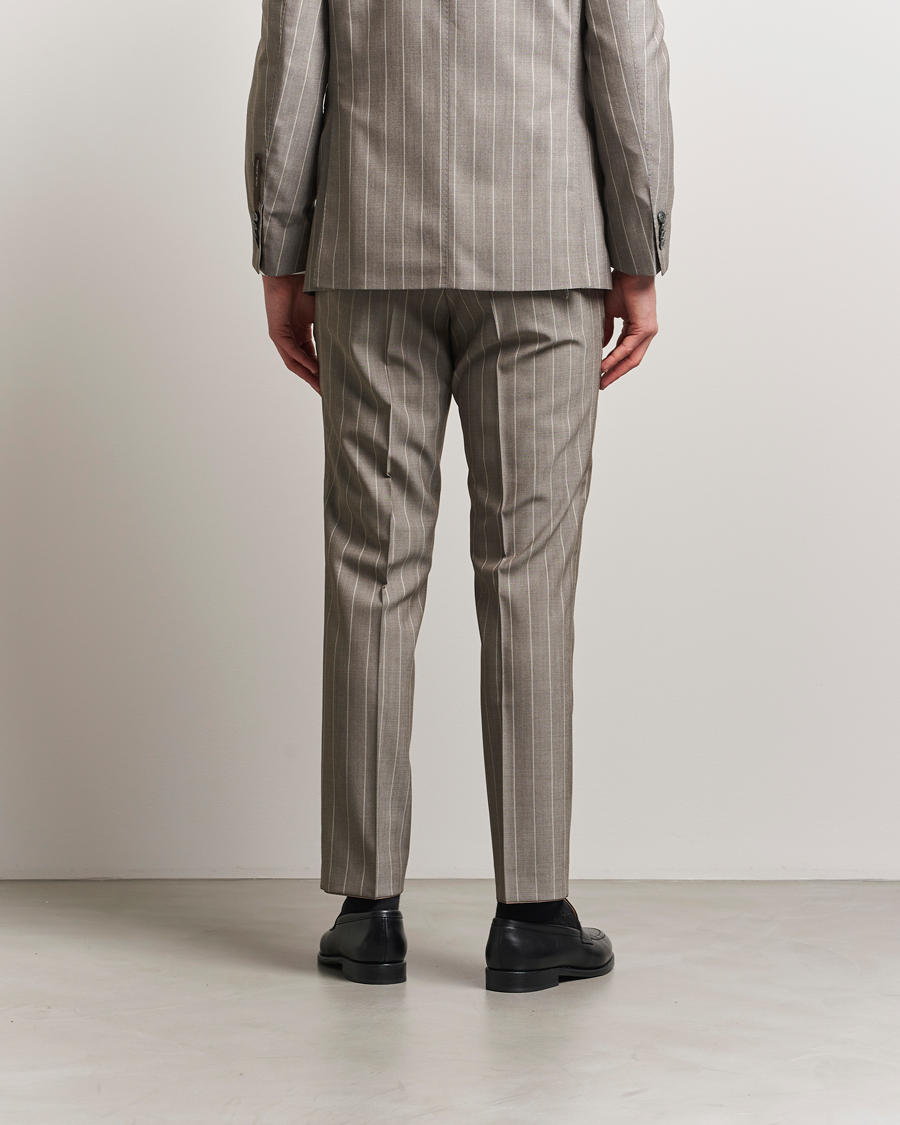 Herren | Hosen | Oscar Jacobson | Dandy Striped Super 130s Wool Trouser Beige