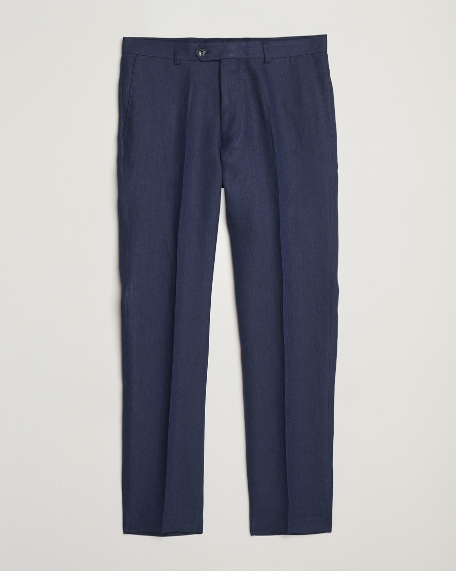 Herren | Hosen | Oscar Jacobson | Denz Linen Trousers Navy