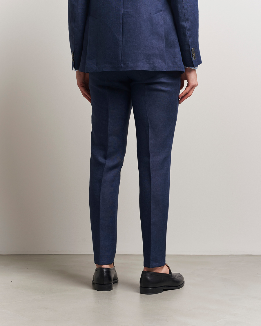 Herren | Hosen | Oscar Jacobson | Denz Linen Trousers Navy