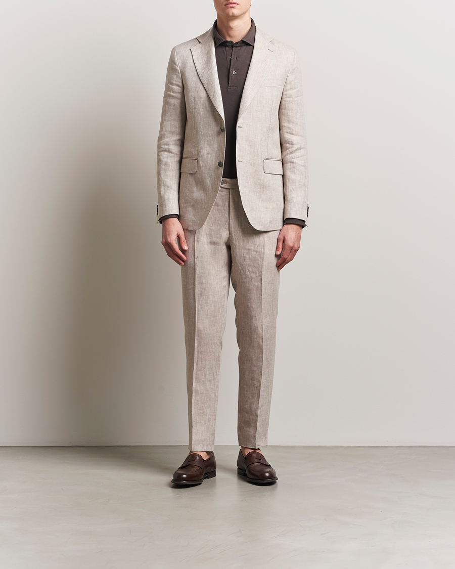 Herren | Hosen | Oscar Jacobson | Denz Linen Trousers Beige