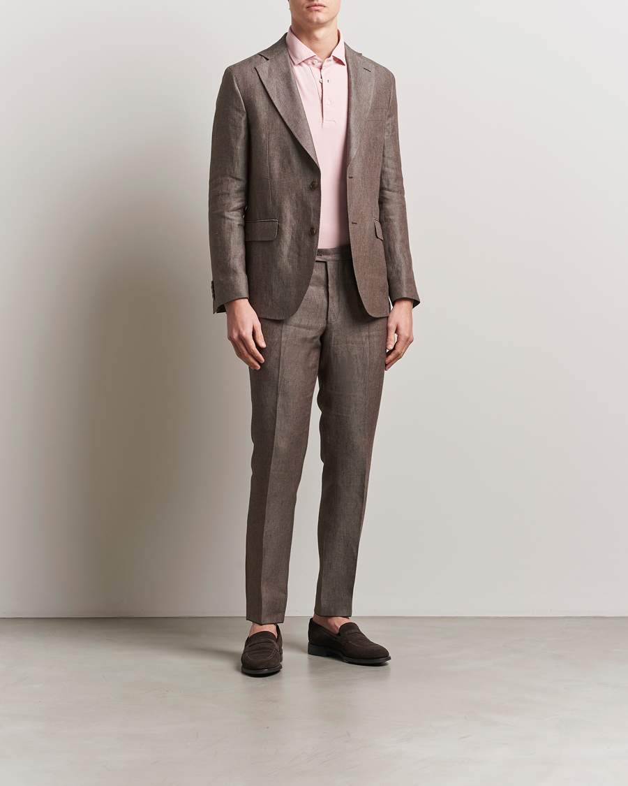 Herren | Hosen | Oscar Jacobson | Denz Linen Trousers Brown