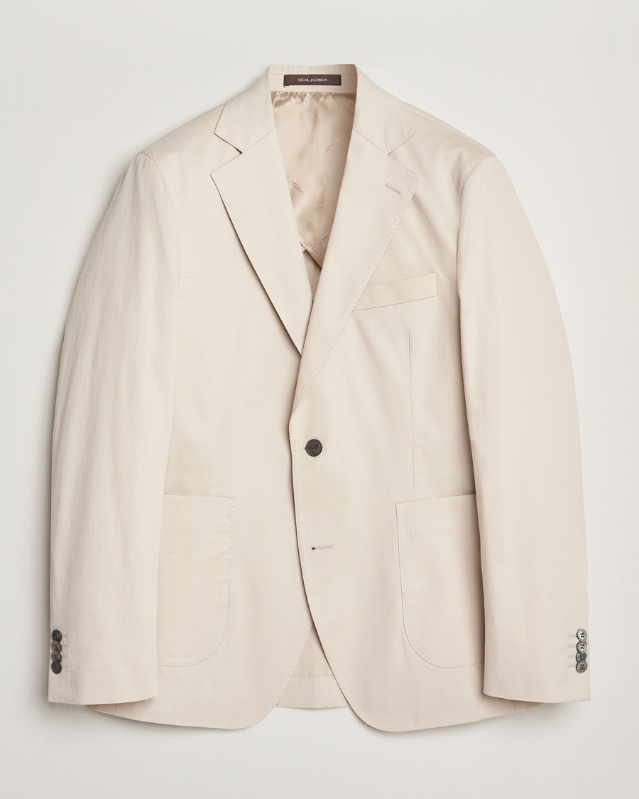 Herren | Sakkos | Oscar Jacobson | Ferry Patch Cotton Blazer Beige