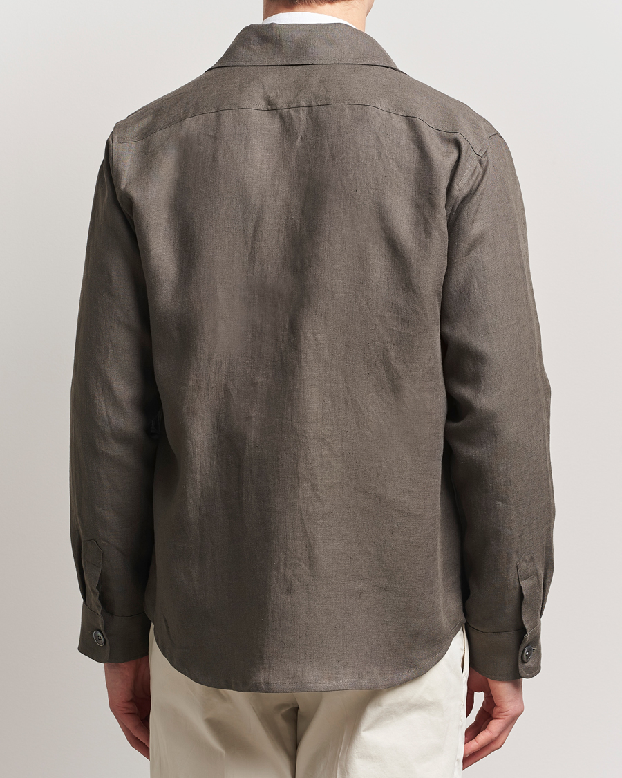 Herren | Hemden | Oscar Jacobson | Maverick Linen Shirt Jacket Olive