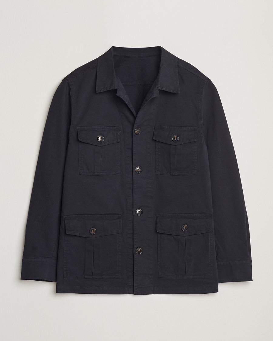 Herren | Hemden | Oscar Jacobson | Safari Shirt Jacket Navy