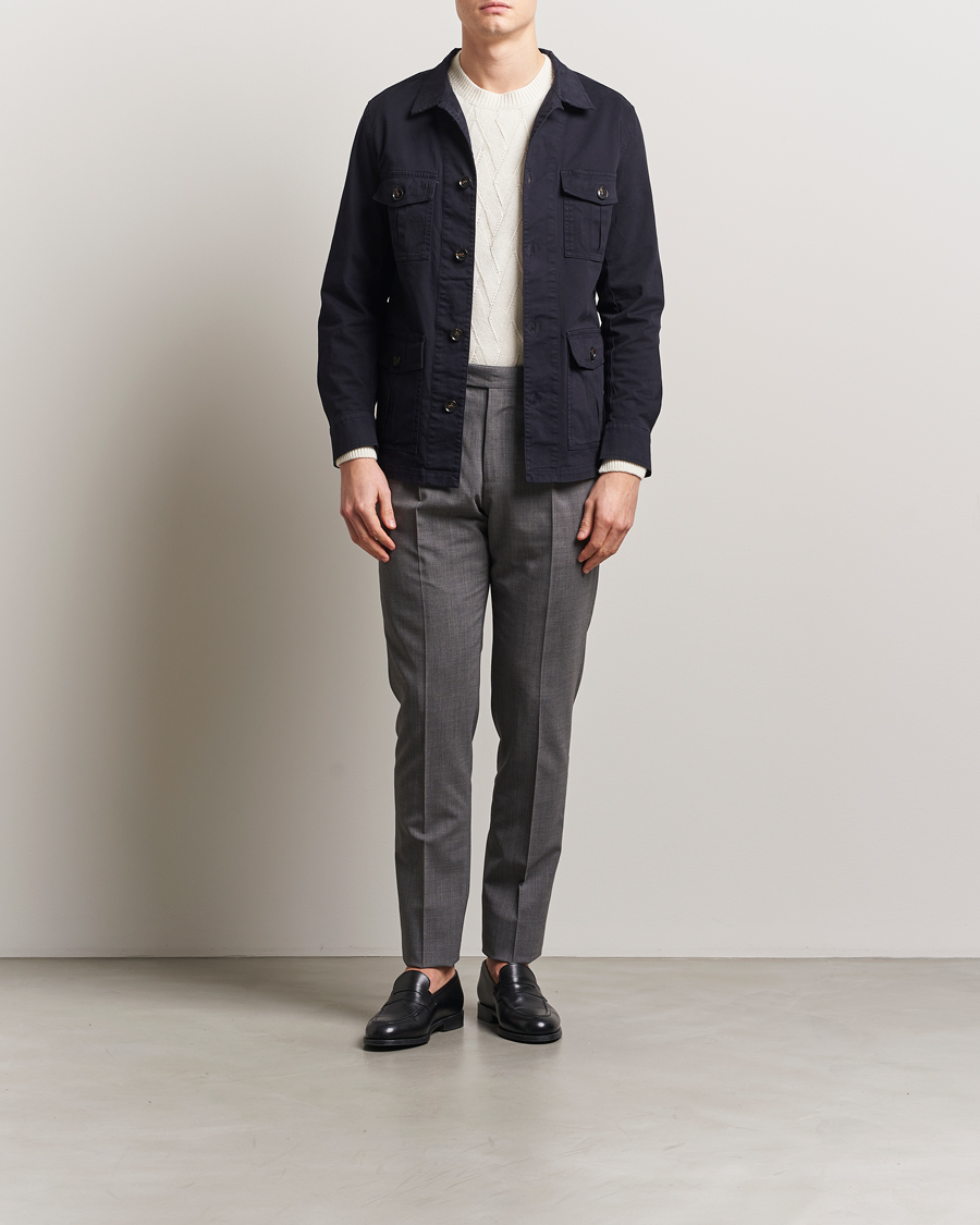 Herren | Hemden | Oscar Jacobson | Safari Shirt Jacket Navy
