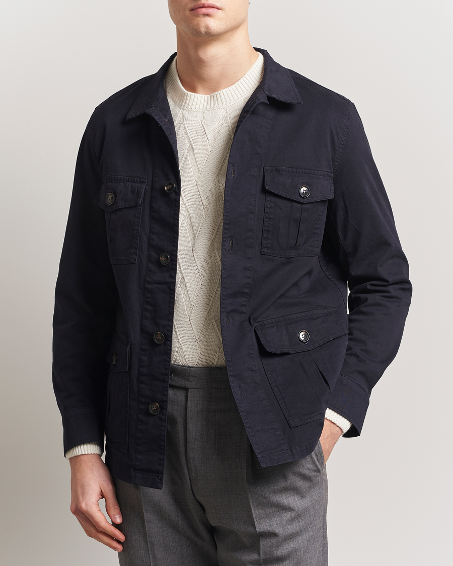 Herren | Hemden | Oscar Jacobson | Safari Shirt Jacket Navy