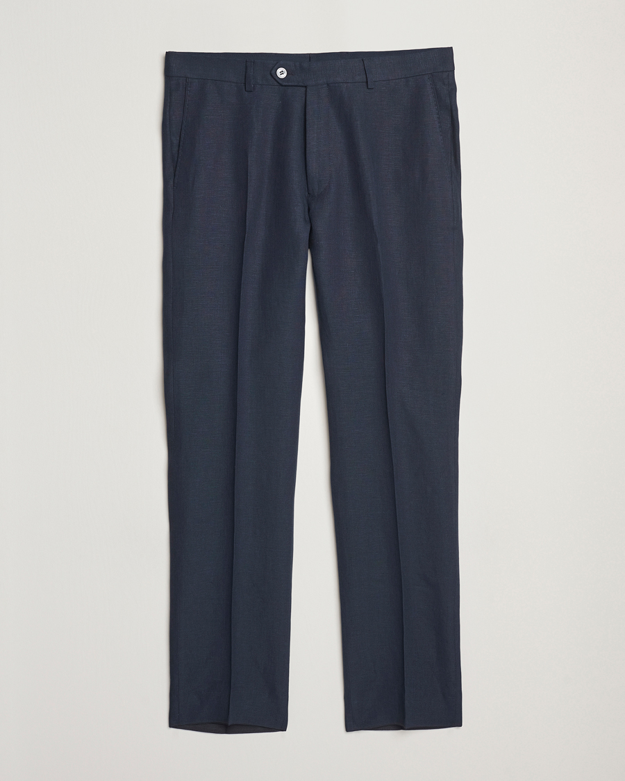 Herren | Hosen | Oscar Jacobson | Dandy Linen Trousers Navy