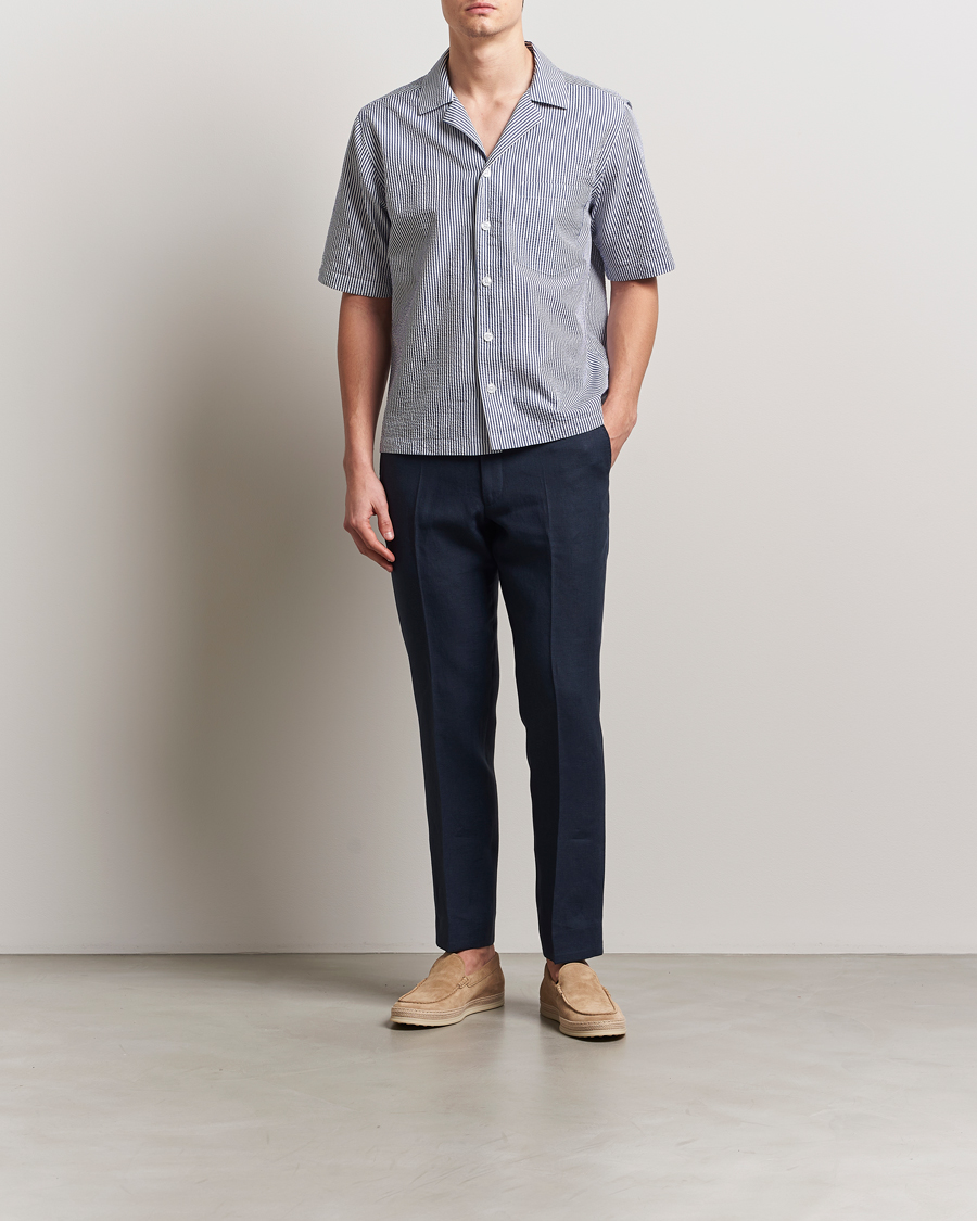 Herren | Hosen | Oscar Jacobson | Dandy Linen Trousers Navy