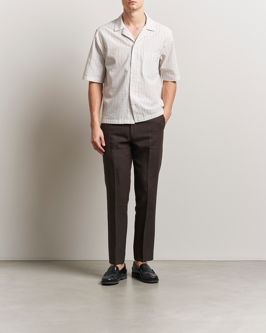 Herren | Hosen | Oscar Jacobson | Dandy Linen Trousers Brown