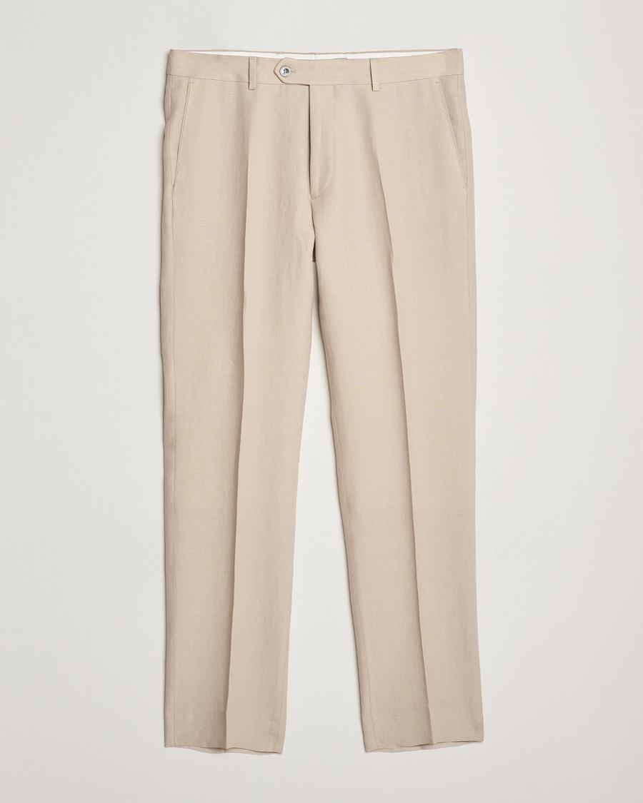 Herren | Hosen | Oscar Jacobson | Dandy Linen Trousers Beige