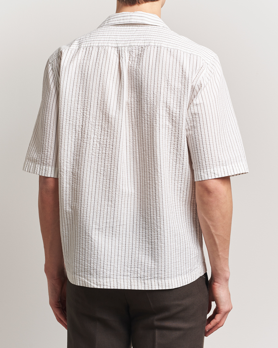 Herren | Hemden | Oscar Jacobson | Cuban Short Sleeve Seersucker Shirt White