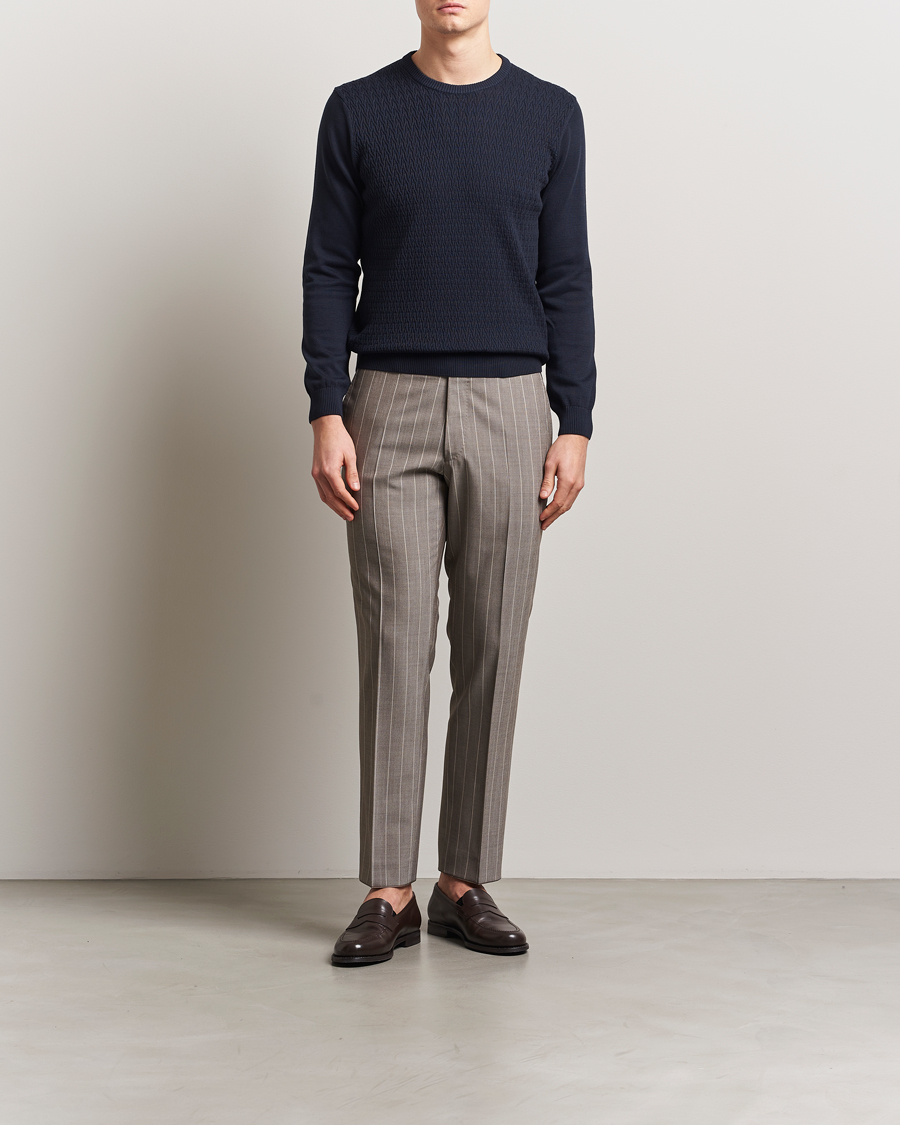 Herren | Pullover | Oscar Jacobson | Blake Knitted Cotton Crew Navy