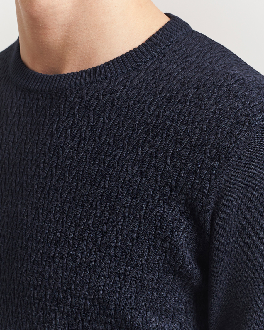 Herren | Pullover | Oscar Jacobson | Blake Knitted Cotton Crew Navy