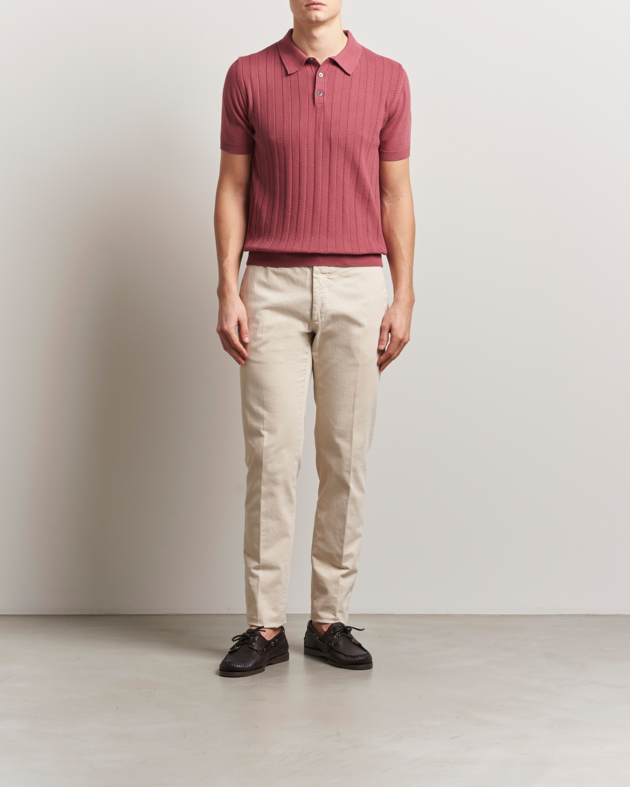 Herren | Poloshirts | Oscar Jacobson | Barto Structured Cotton Polo Dusty Red