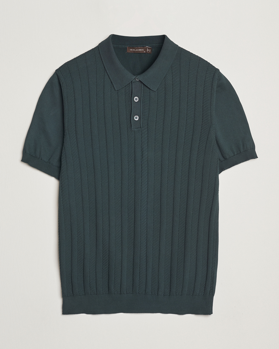 Herren | Poloshirts | Oscar Jacobson | Barto Structured Cotton Polo Green
