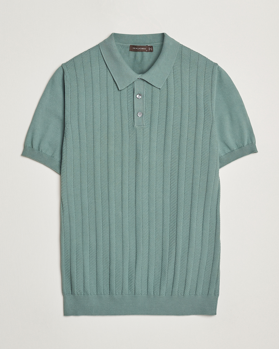 Herren | Poloshirts | Oscar Jacobson | Barto Structured Cotton Polo Light Green