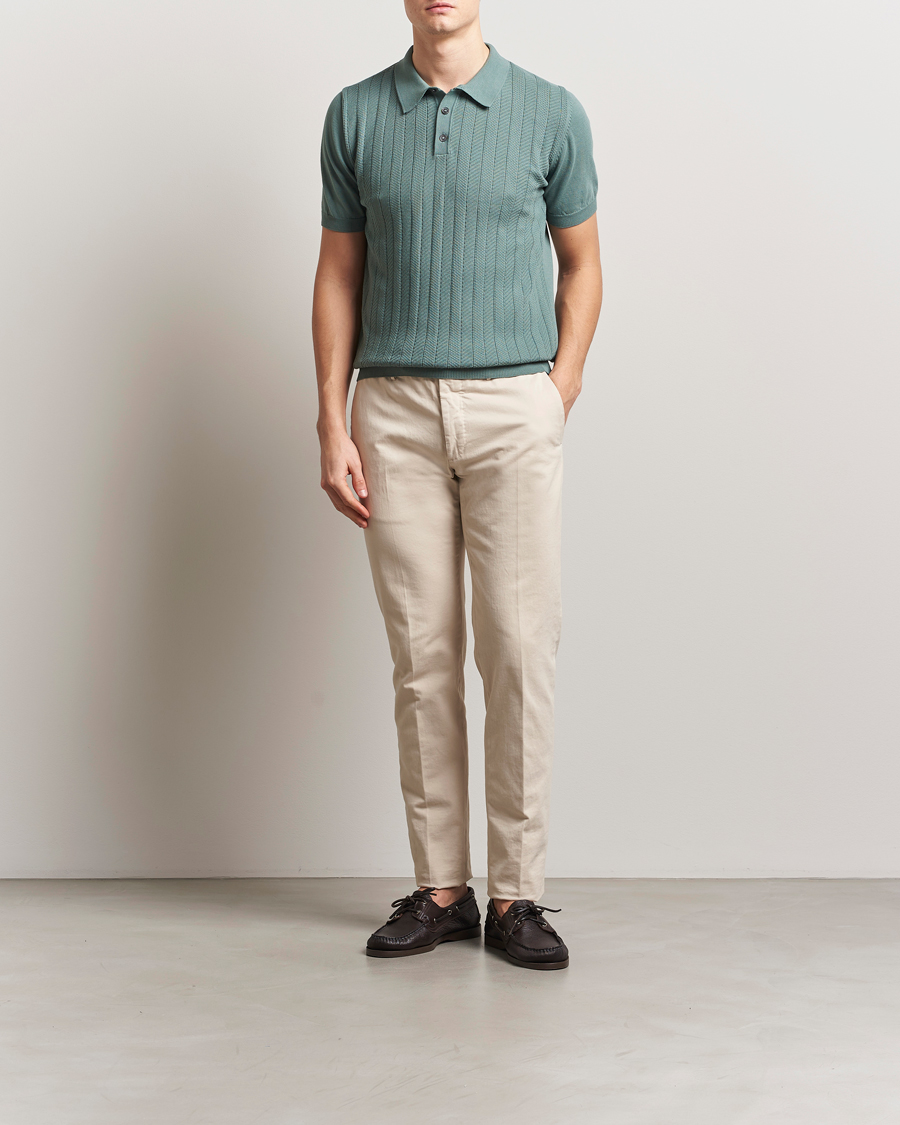 Herren | Poloshirts | Oscar Jacobson | Barto Structured Cotton Polo Light Green
