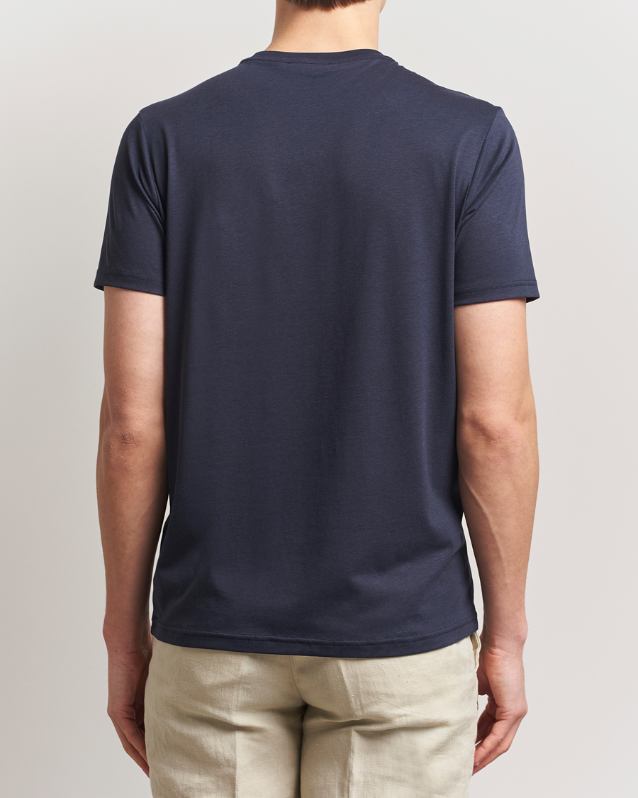 Herren | T-Shirts | Oscar Jacobson | Kim Lyocel/Cotton T-Shirt Navy
