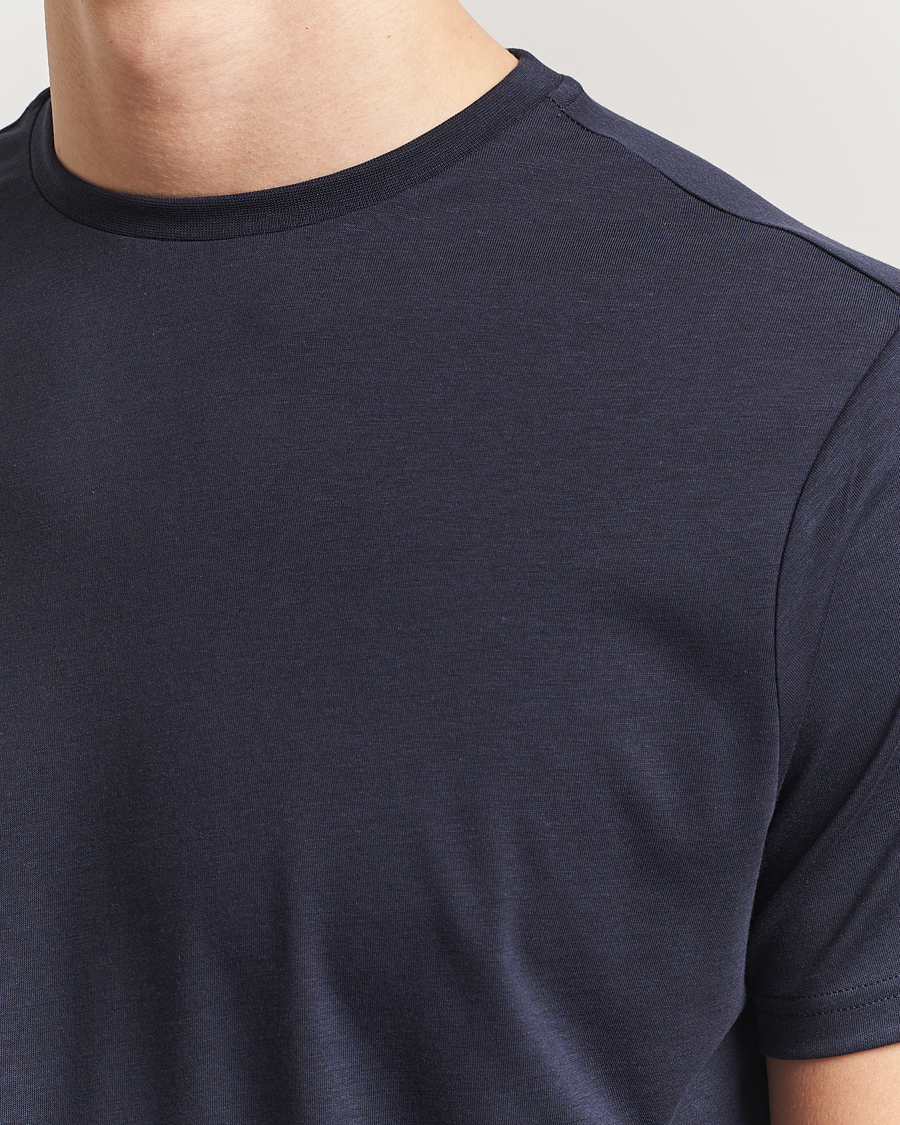 Herren | T-Shirts | Oscar Jacobson | Kim Cotton/Tencel T-Shirt Navy
