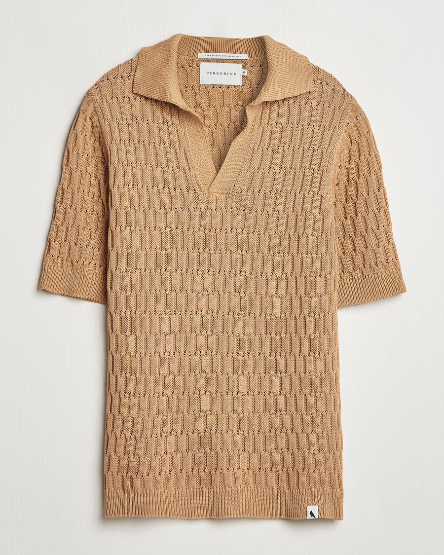 Herren | Poloshirts | Peregrine | Cove Knitted Cotton Polo Shirt Sand