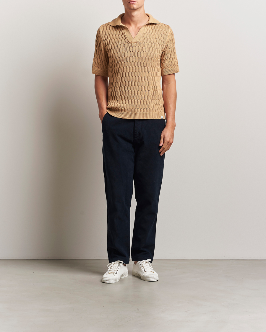 Herren | Poloshirts | Peregrine | Cove Knitted Cotton Polo Shirt Sand