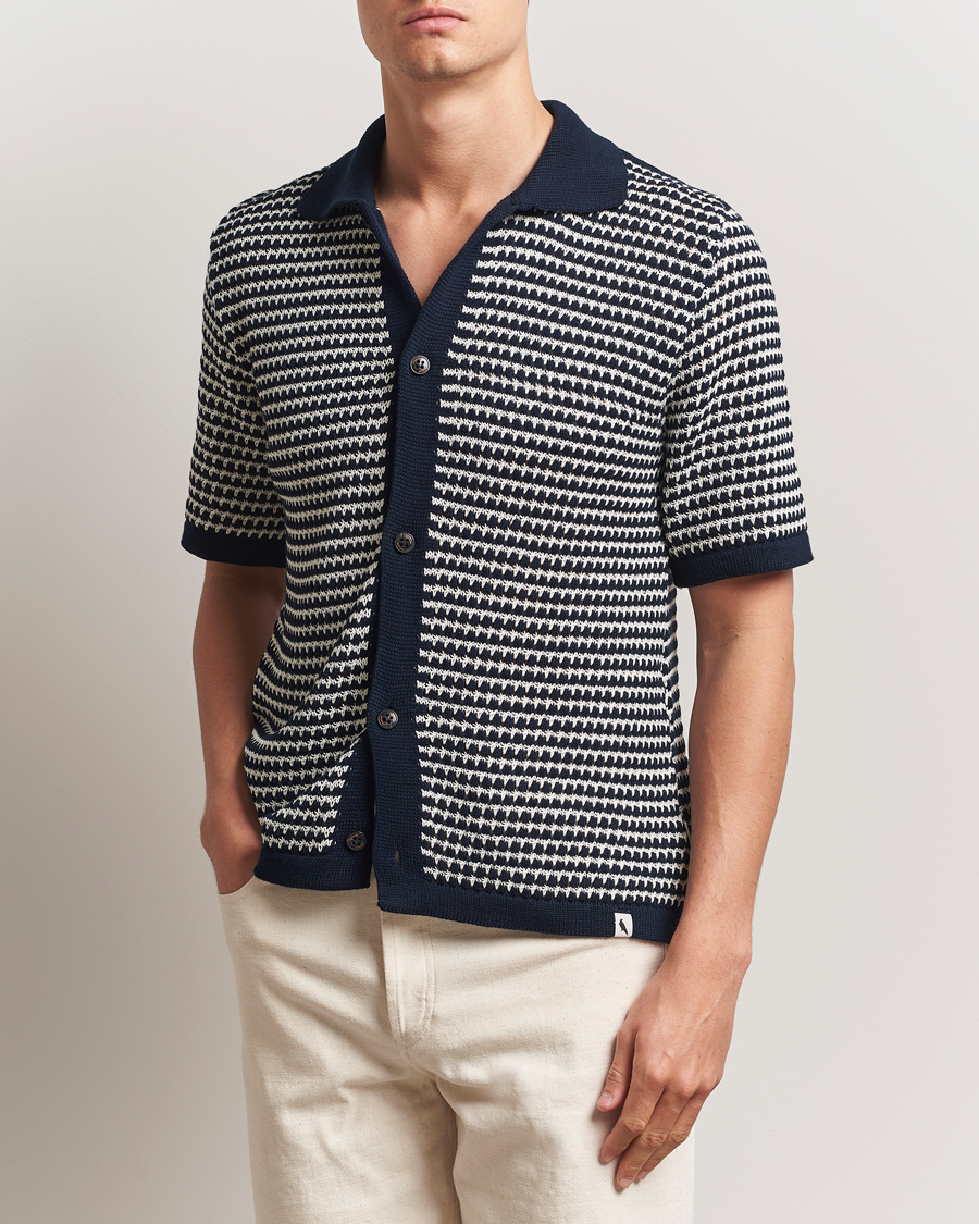 Herren | Hemden | Peregrine | Island Crochet Knitted Shirt Navy