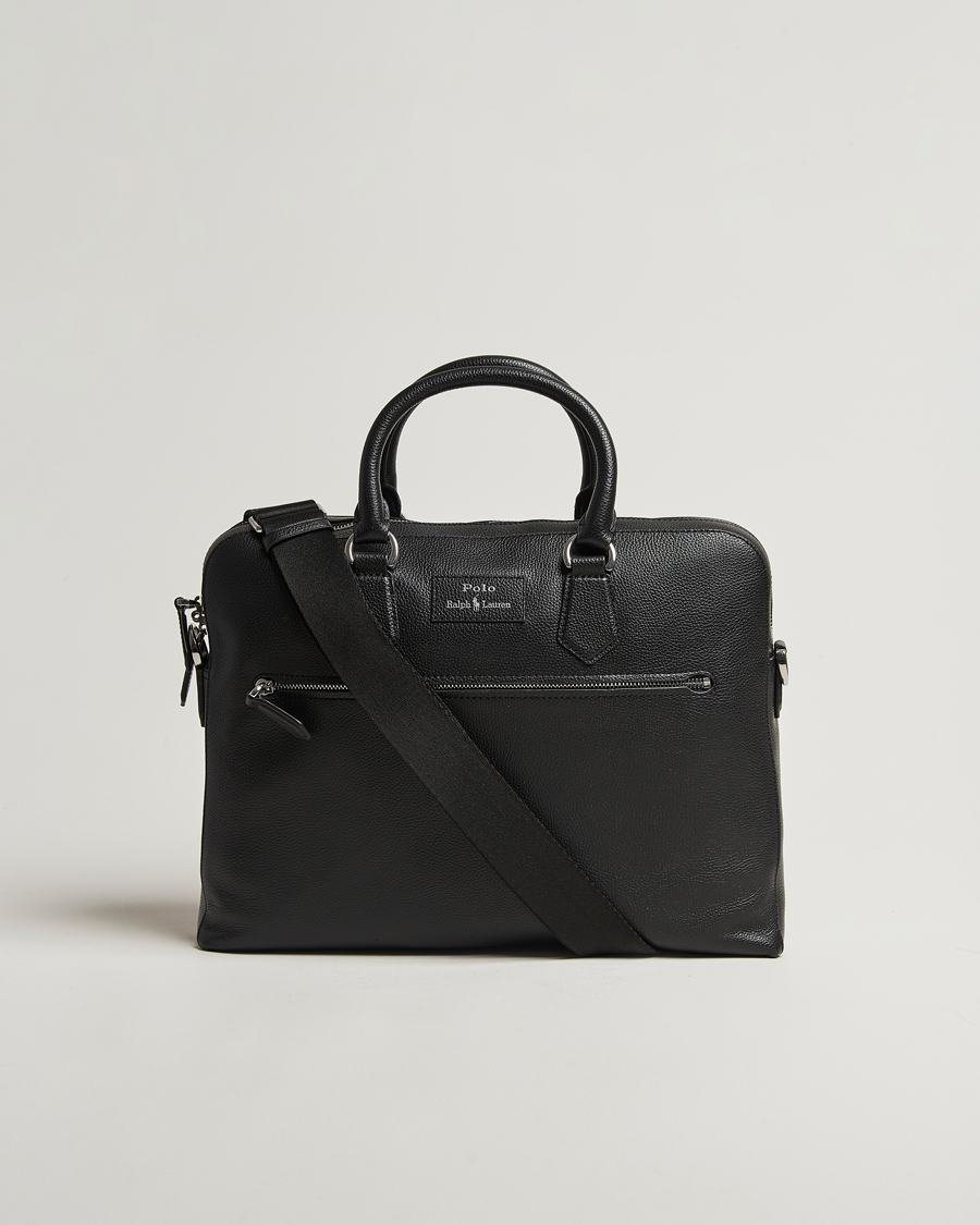 Herren | Polo Ralph Lauren Pebble Leather Briefcase Black | Polo Ralph Lauren | Pebble Leather Briefcase Black