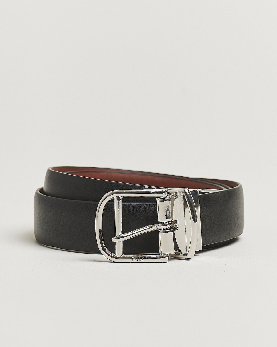 Herren | Polo Ralph Lauren Smooth Leather Belt Black/Cogniac | Polo Ralph Lauren | Smooth Leather Belt Black/Cogniac