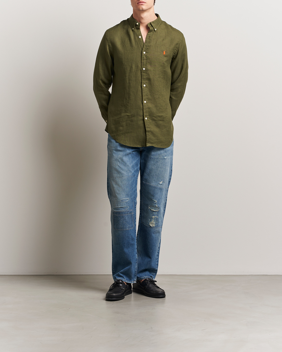 Herren | Hemden | Polo Ralph Lauren | Slim Fit Linen Shirt New Olive