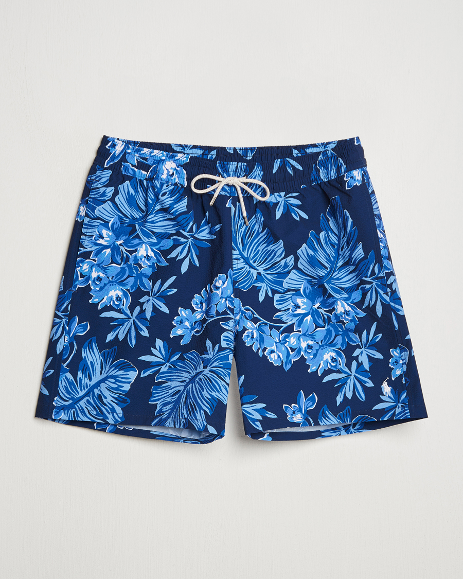 Herren | Badehosen | Polo Ralph Lauren | Recycled Traveler Seersucker Swimshorts Blue Tropical