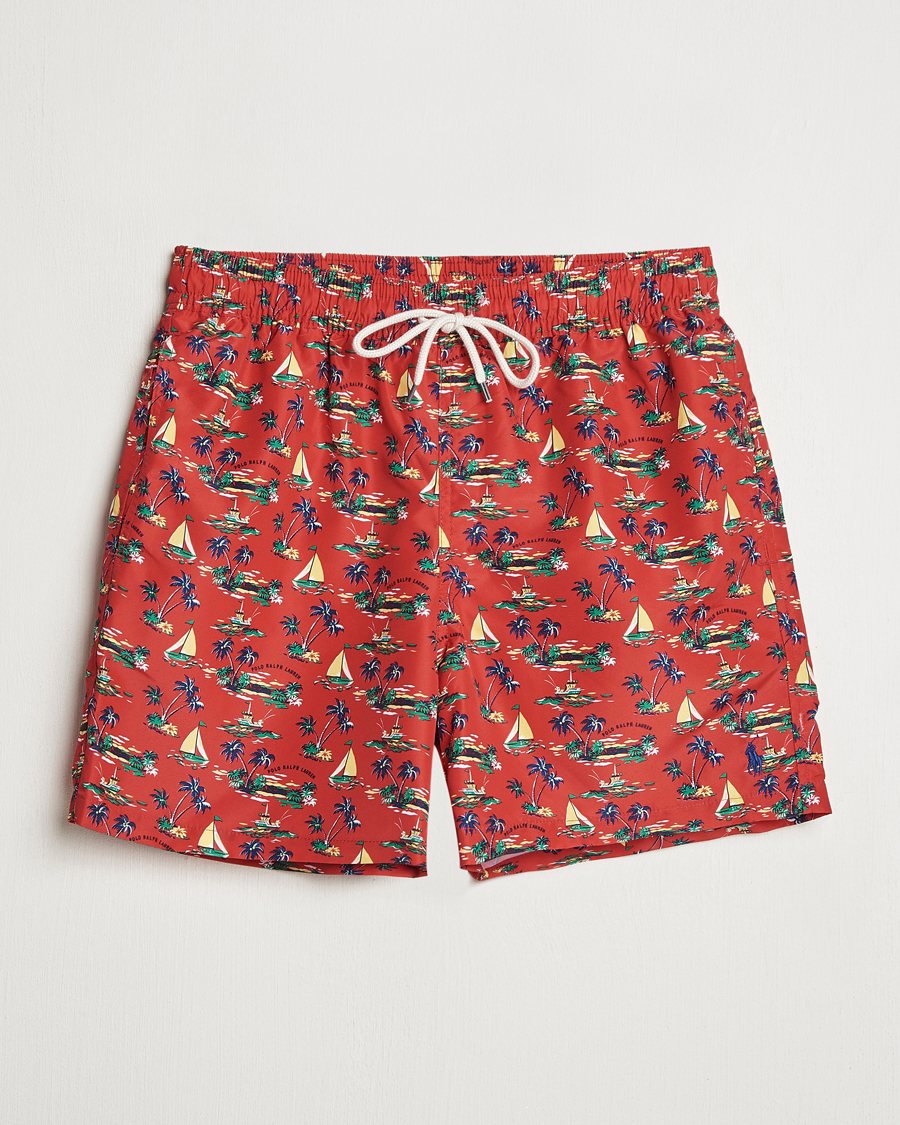 Herren | Badehosen | Polo Ralph Lauren | Traveler Recycled Swimshorts Island Scenic Red