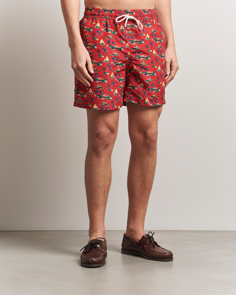 Herren | Badehosen | Polo Ralph Lauren | Traveler Recycled Swimshorts Island Scenic Red