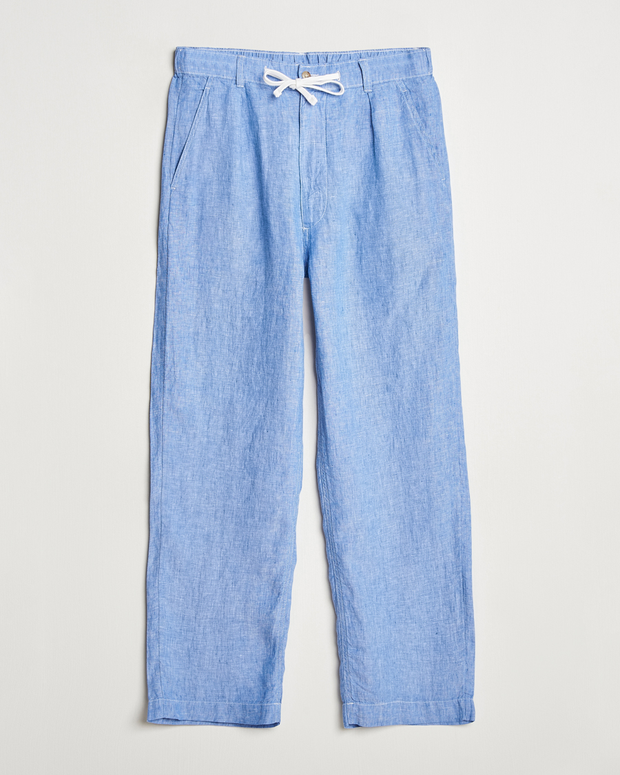 Herren | Hosen | Polo Ralph Lauren | Pleated Chambray Linen Pants Blue