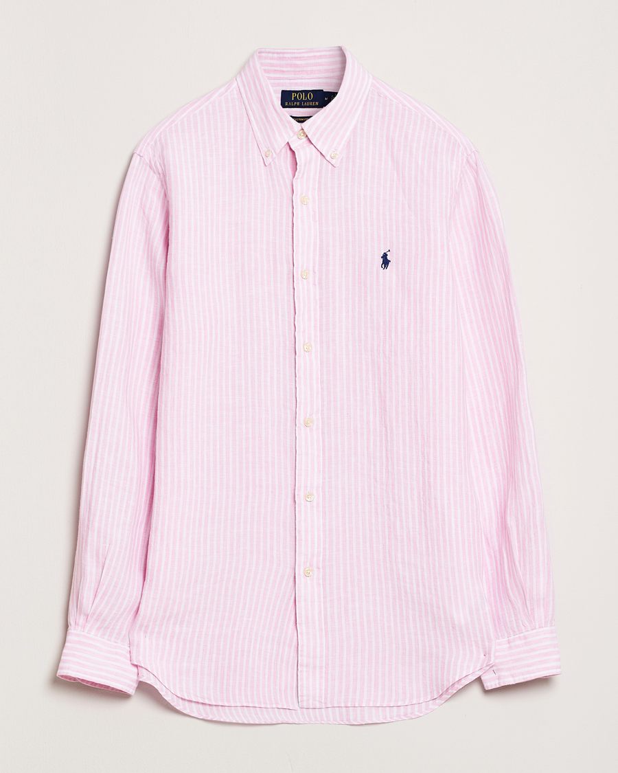 Herren | Hemden | Polo Ralph Lauren | Custom Fit Striped Linen Shirt Pink/White