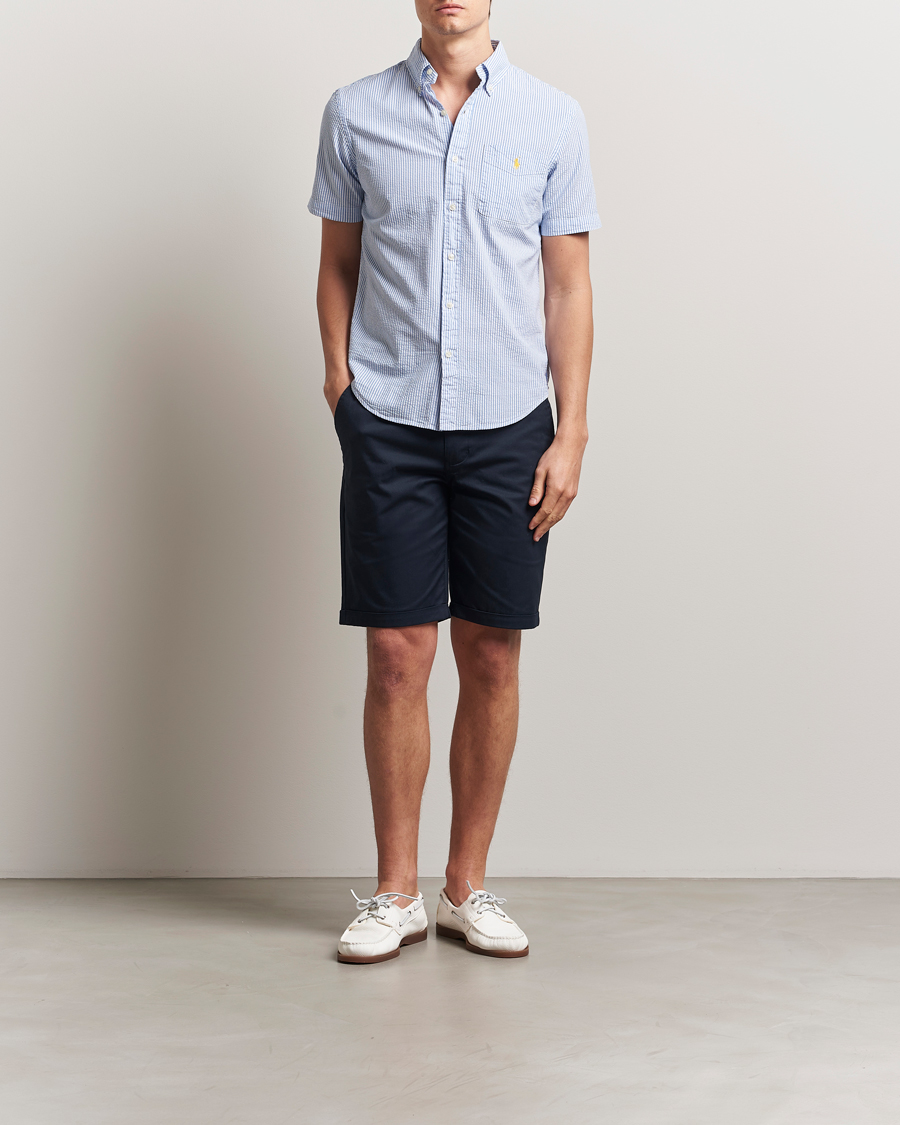 Herren | Hemden | Polo Ralph Lauren | Seersucker Short Sleeve Striped Shirt Blue/White