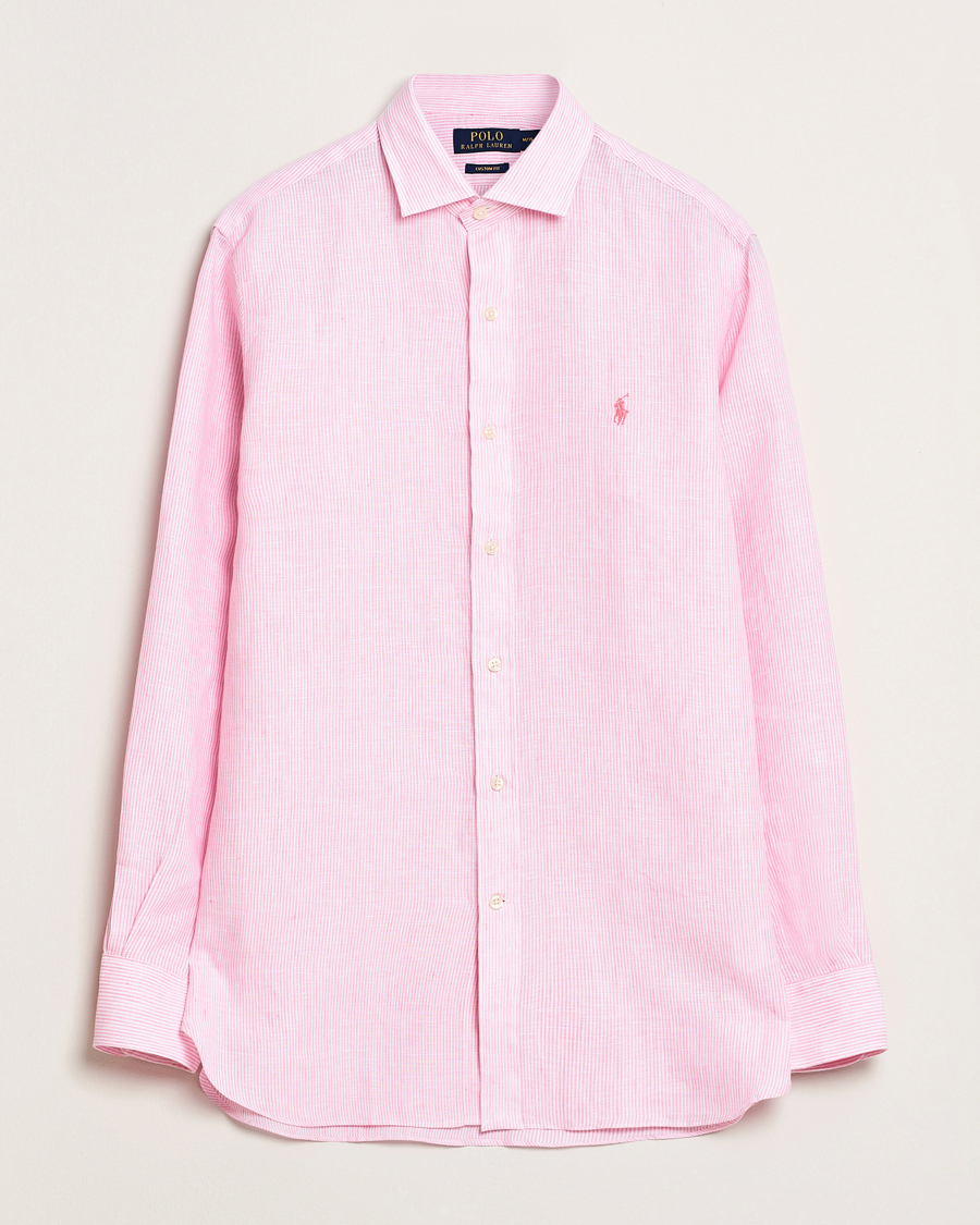 Herren | Hemden | Polo Ralph Lauren | Custom Fit Dressed Striped Linen Shirt Pink/White