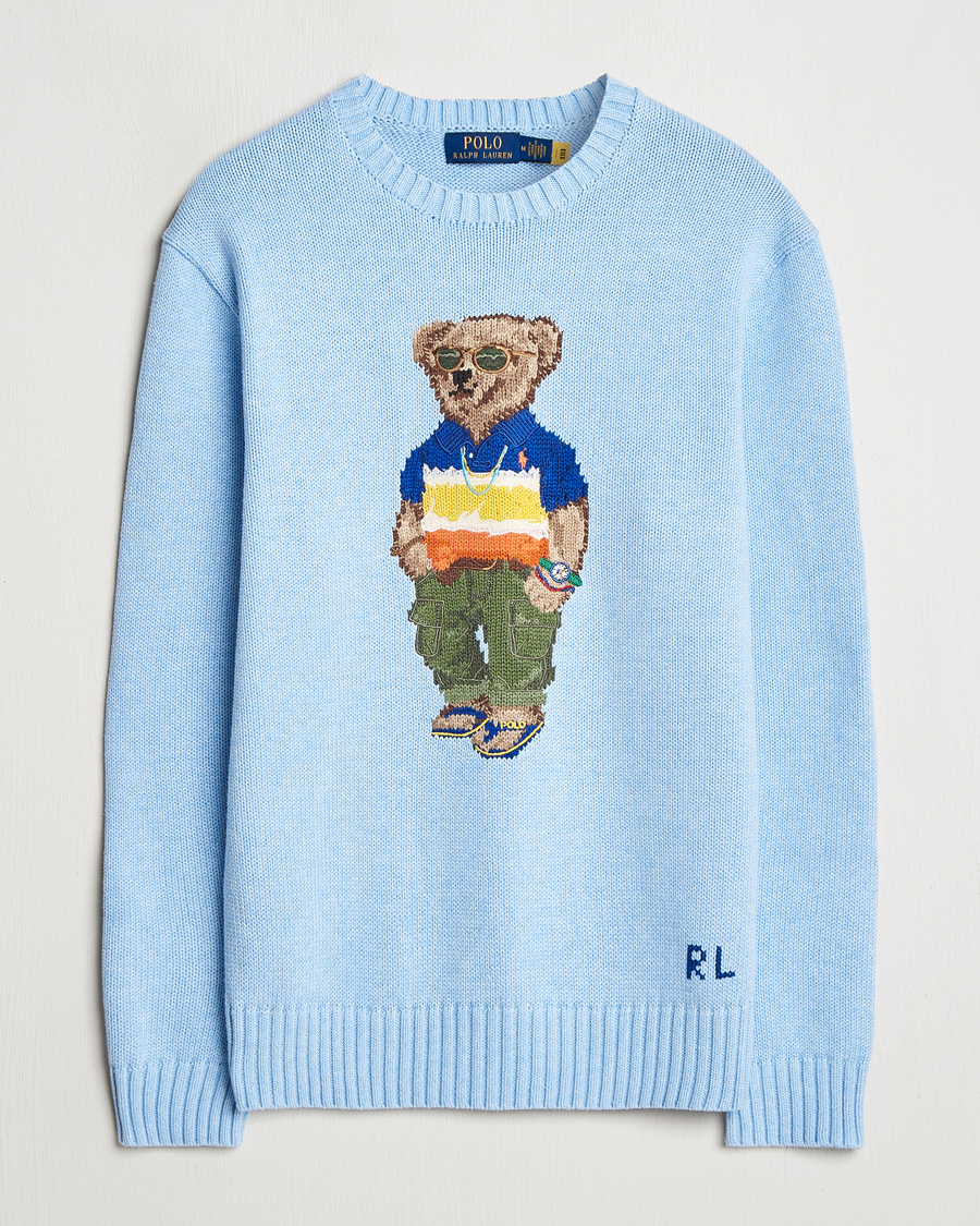 Herren | Pullover | Polo Ralph Lauren | Cotton Knitted Bear Sweatshirt Ocean Pearl Blue