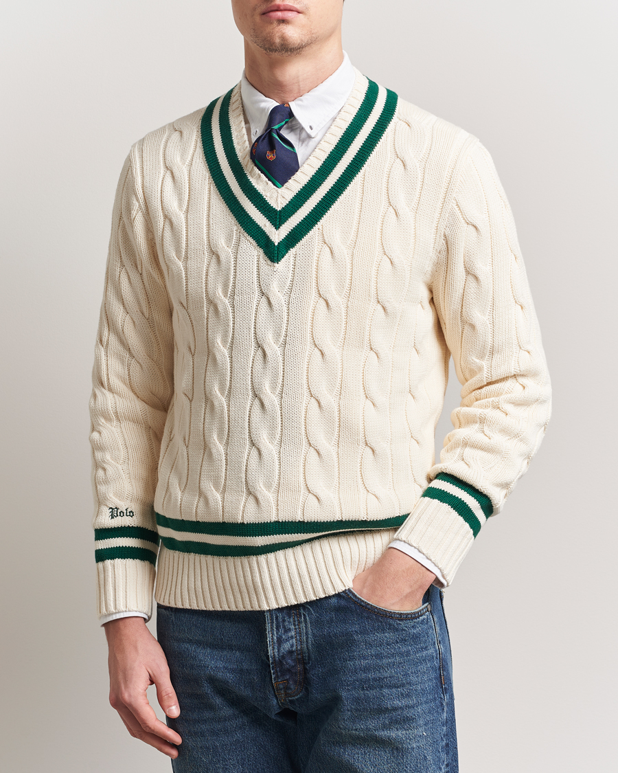 Herren | Pullover | Polo Ralph Lauren | Cricket V-Neck Sweater Cream/New Forest