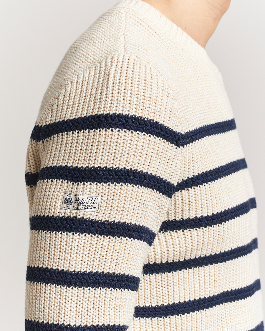 Herren | Pullover | Polo Ralph Lauren | Cotton/Linen Striped Sweater Cream/Navy