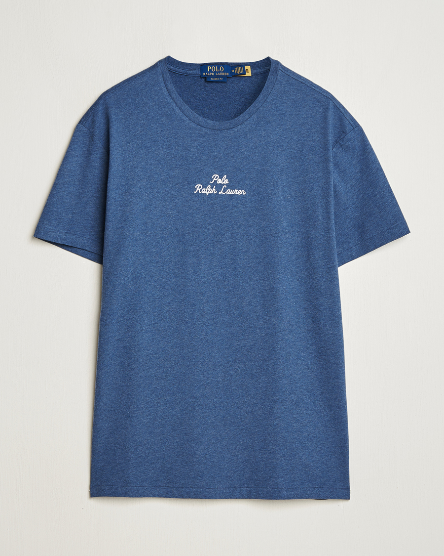 Herren | T-Shirts | Polo Ralph Lauren | Center Logo Crew Neck T-Shirt Derby Blue Heather