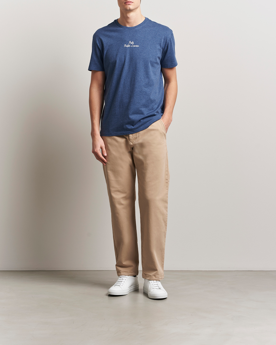 Herren | T-Shirts | Polo Ralph Lauren | Center Logo Crew Neck T-Shirt Derby Blue Heather