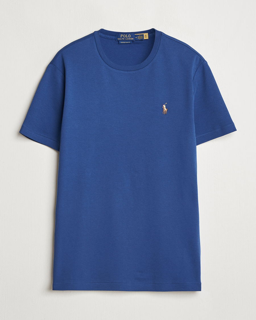 Herren | T-Shirts | Polo Ralph Lauren | Luxury Pima Cotton Crew Neck T-Shirt Annapolis Blue