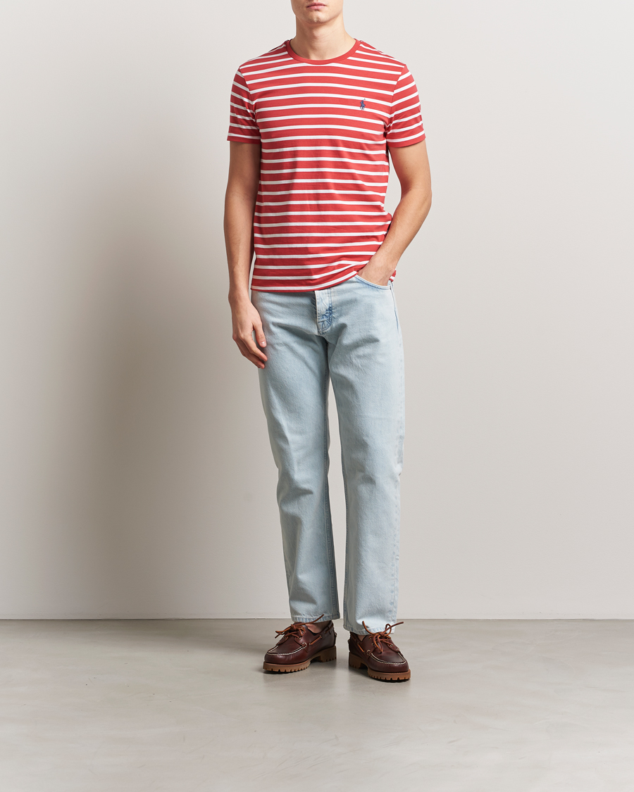 Herren | T-Shirts | Polo Ralph Lauren | Custom Slim Fit Striped T-Shirt Spring Red/White