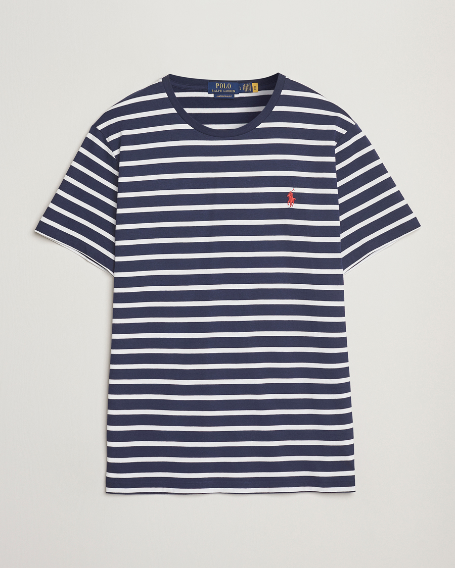 Herren | T-Shirts | Polo Ralph Lauren | Custom Slim Fit Striped T-Shirt Newport Navy/White