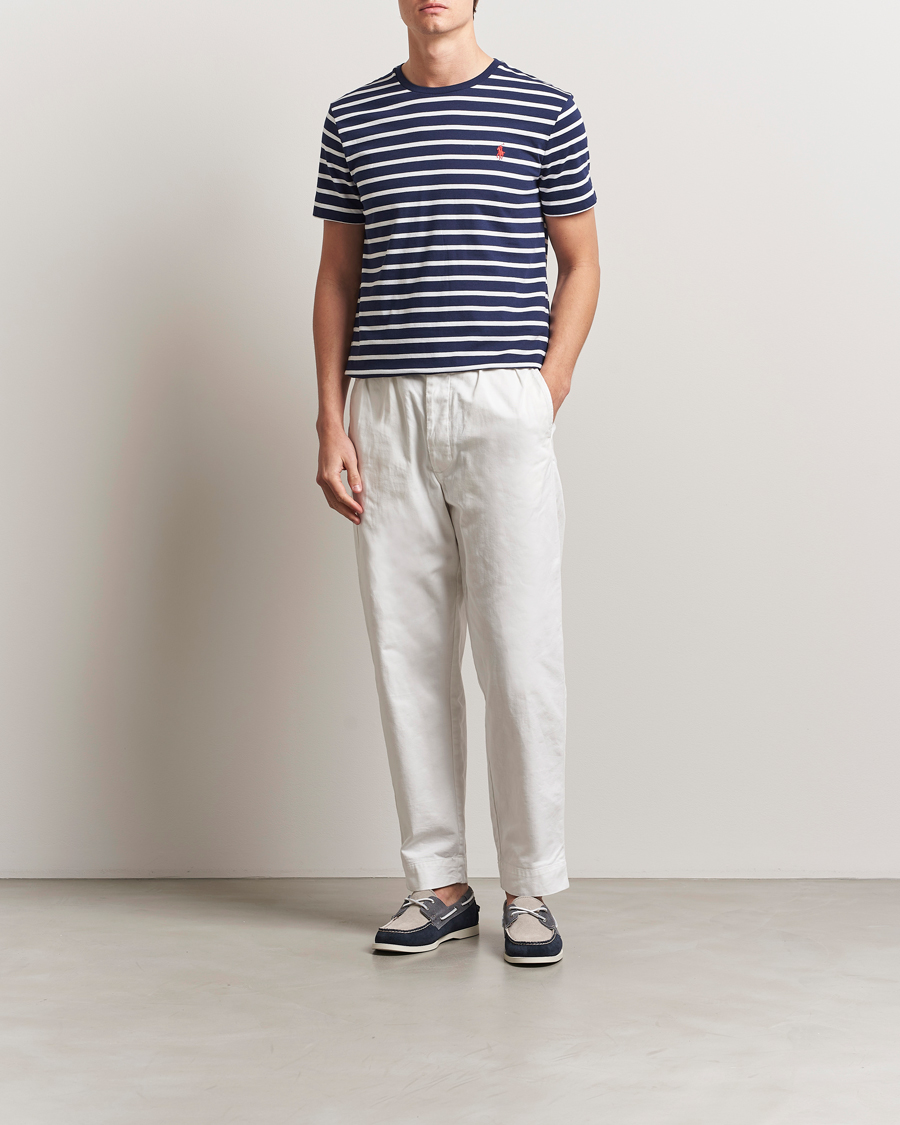 Herren | T-Shirts | Polo Ralph Lauren | Custom Slim Fit Striped T-Shirt Newport Navy/White