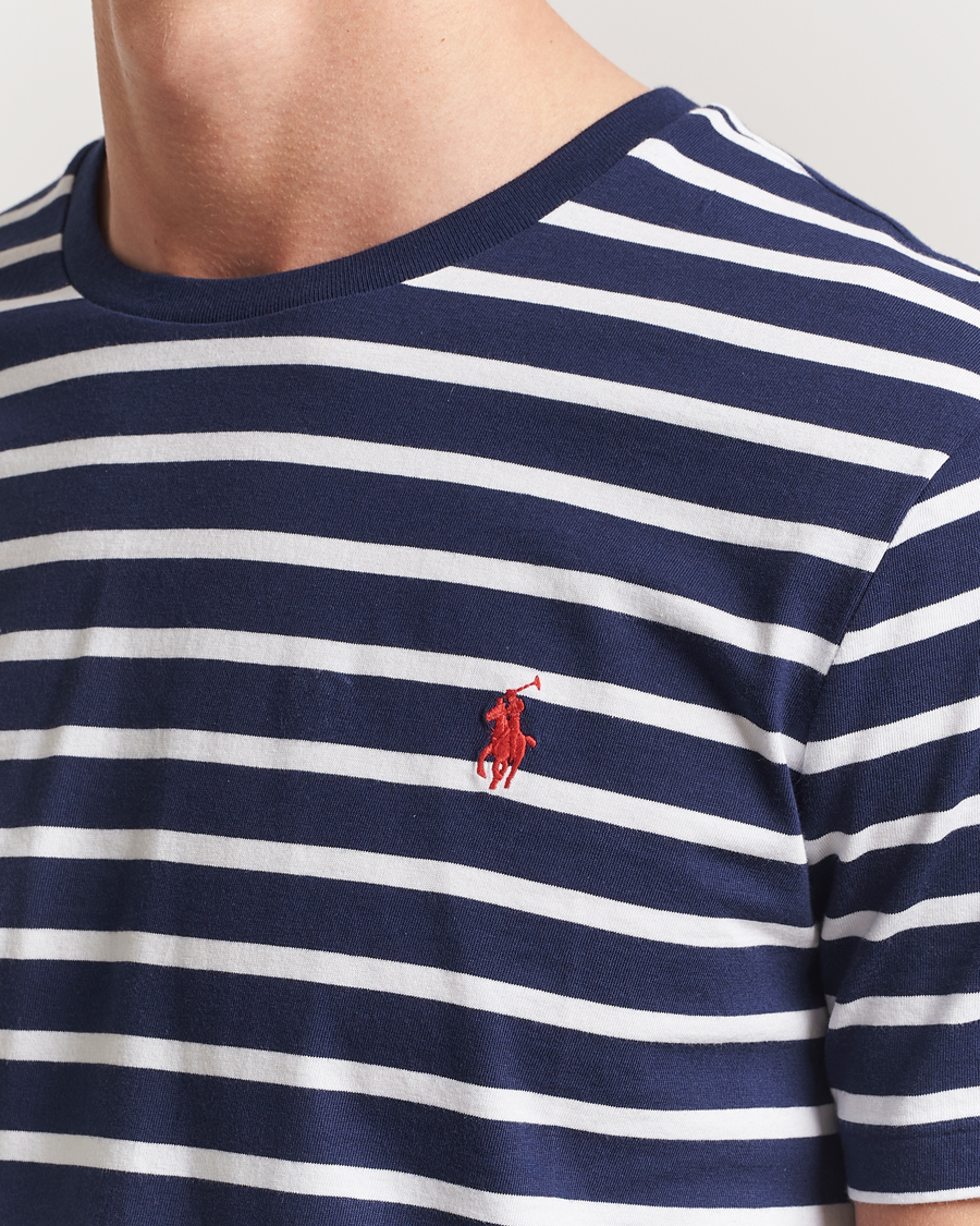 Herren | T-Shirts | Polo Ralph Lauren | Custom Slim Fit Striped T-Shirt Newport Navy/White