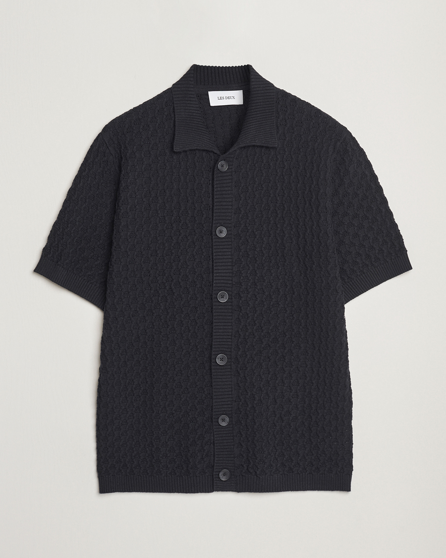 Herren | Hemden | LES DEUX | Gespertus Knitted Short Sleeve Shirt Black