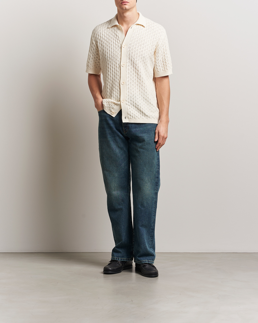 Herren | Hemden | LES DEUX | Gespertus Knitted Short Sleeve Shirt Ivory