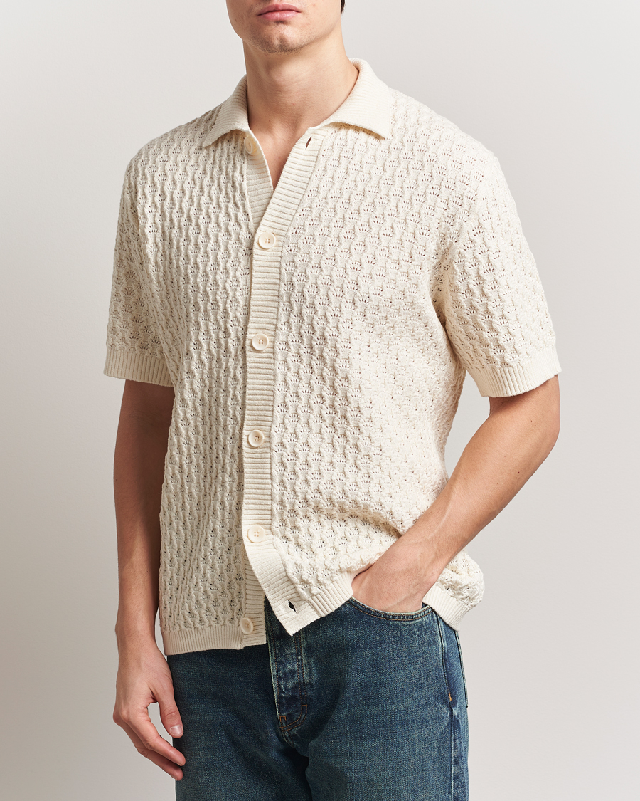 Herren | Hemden | LES DEUX | Gespertus Knitted Short Sleeve Shirt Ivory