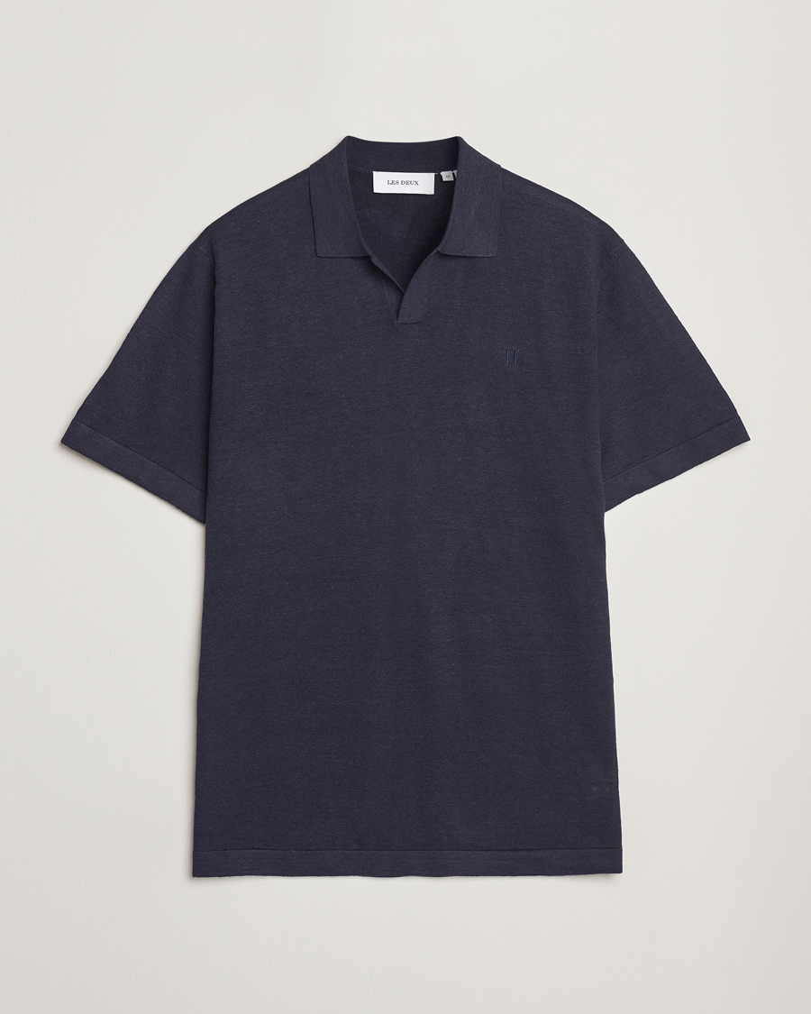 Herren | Poloshirts | LES DEUX | Emmanuel Linen/Cotton Polo Knit Dark Navy